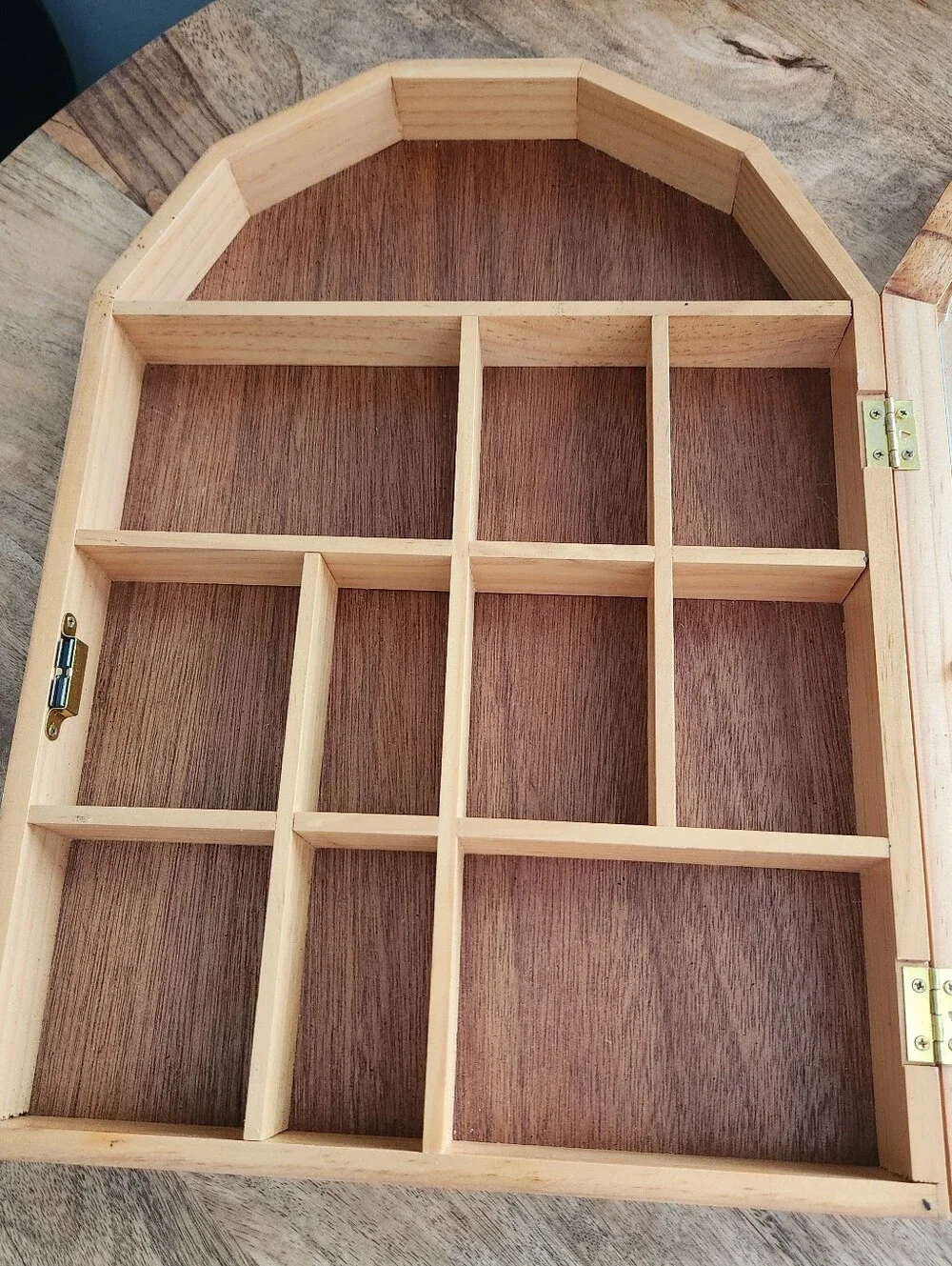 Wooden Display Cabinet Organizer Shadow Box Trinket Organizer With Glass Door